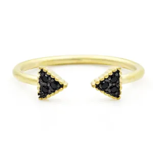 FREIDA ROTHMAN Black Pavé Arrow Cuff Ring