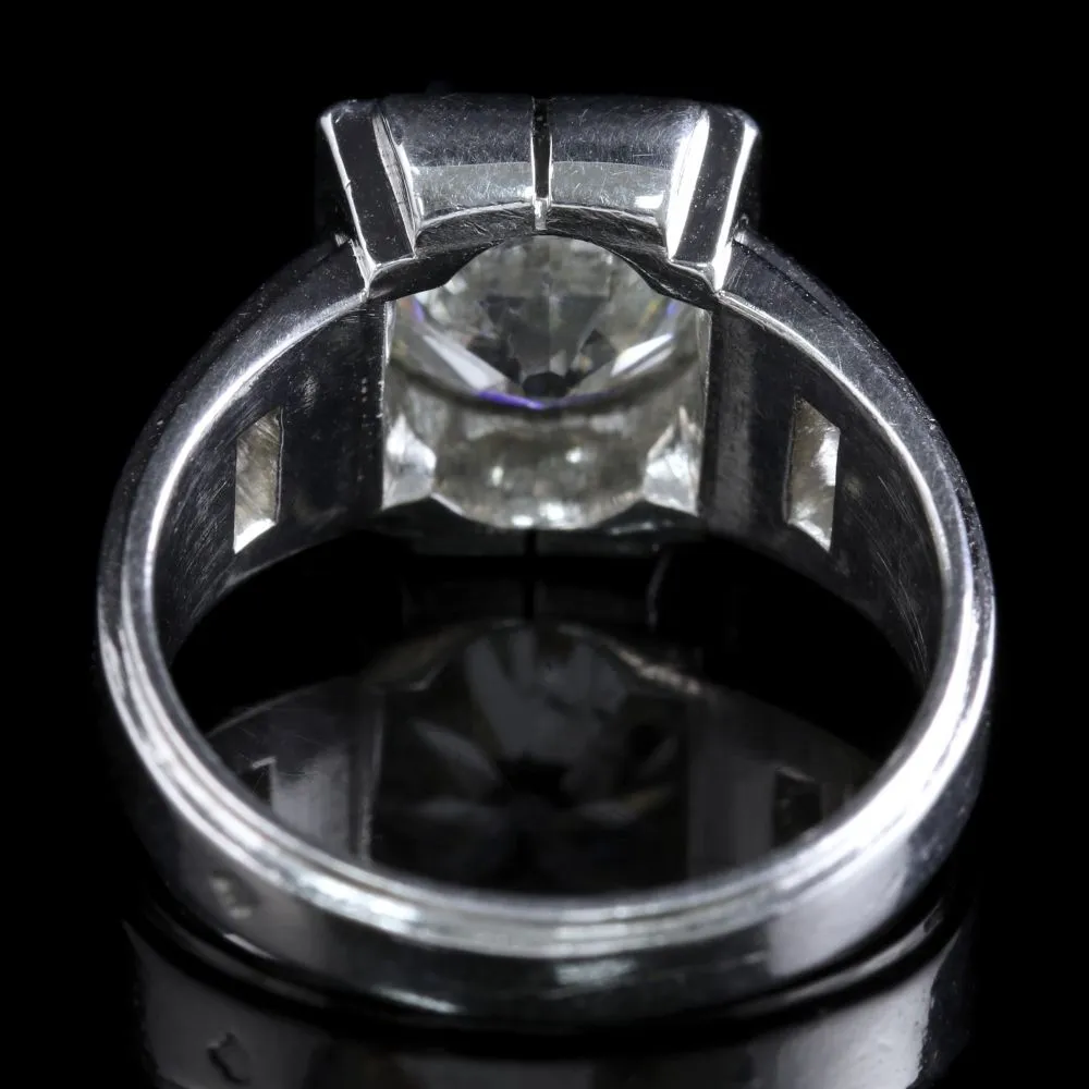 French Art Deco Platinum Diamond Ring 2.04Ct