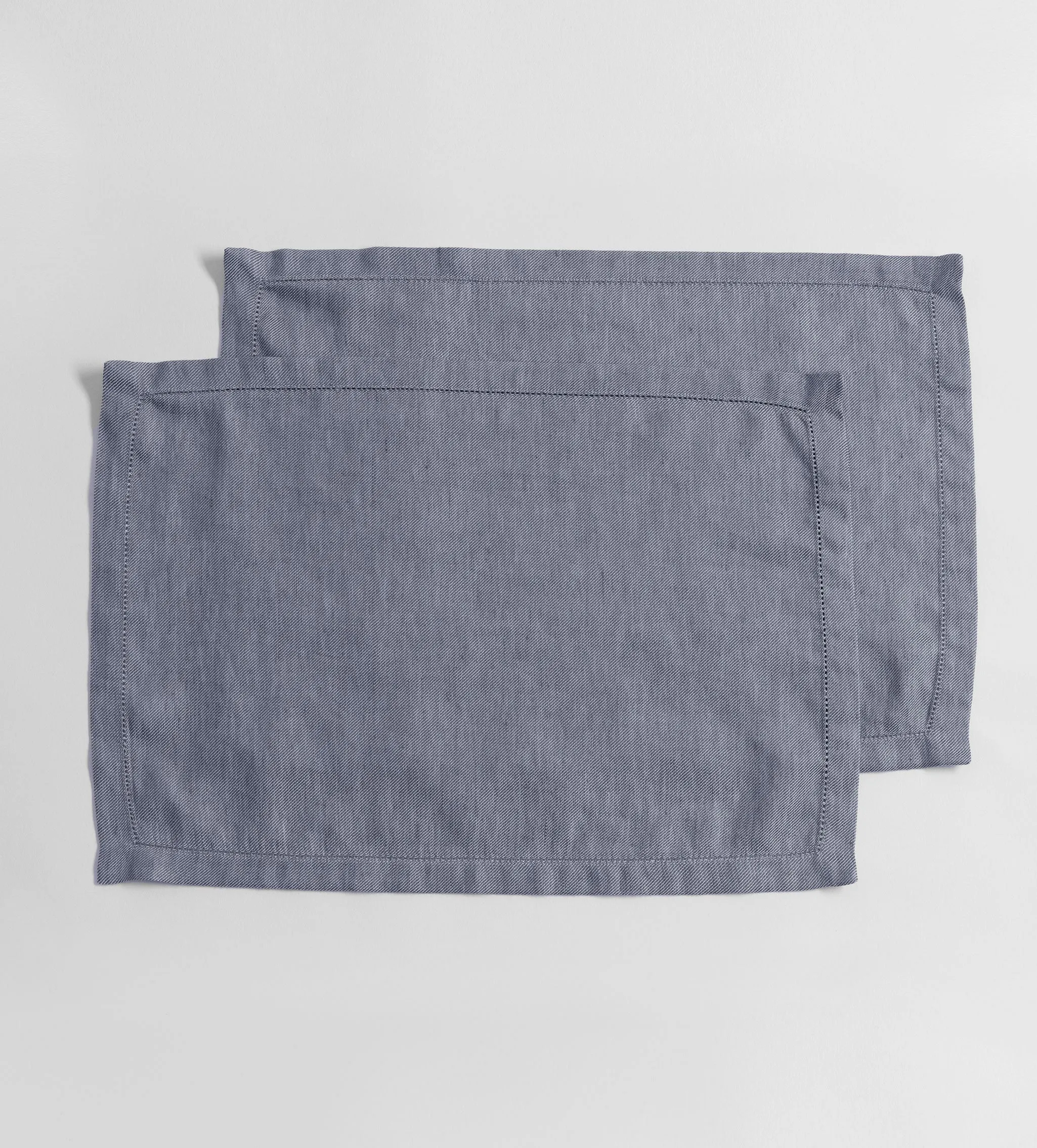 French Blue Cotton Linen Twill Placemats - Set of 2