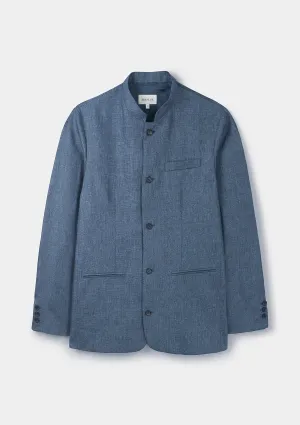 French Blue Linen Nehru Jacket