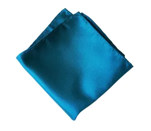 French Blue Pocket Square. Solid Color Fine-Stripe, No Print