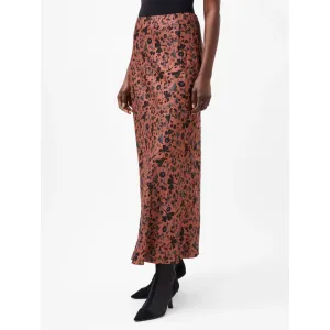 French Connection Jeannie Ennis Satin Skirt in Russet Brown Multi 73XAV