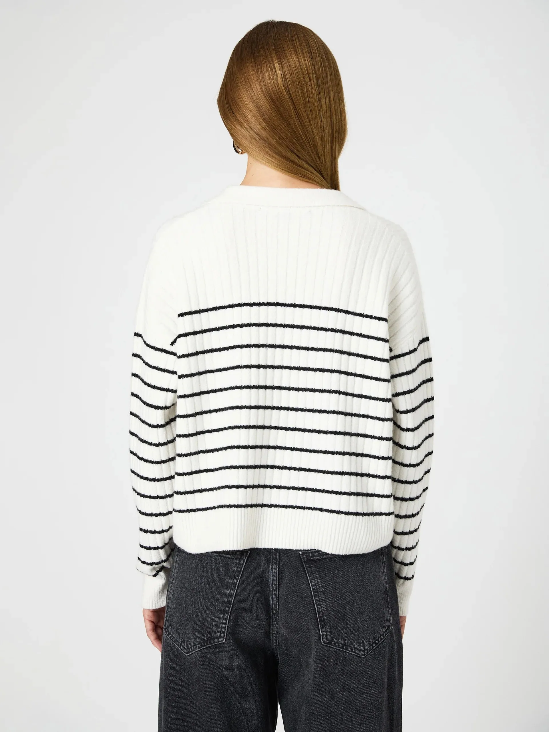 {French Connection} Vhari Collar Long Sleeve Stripe Sweater