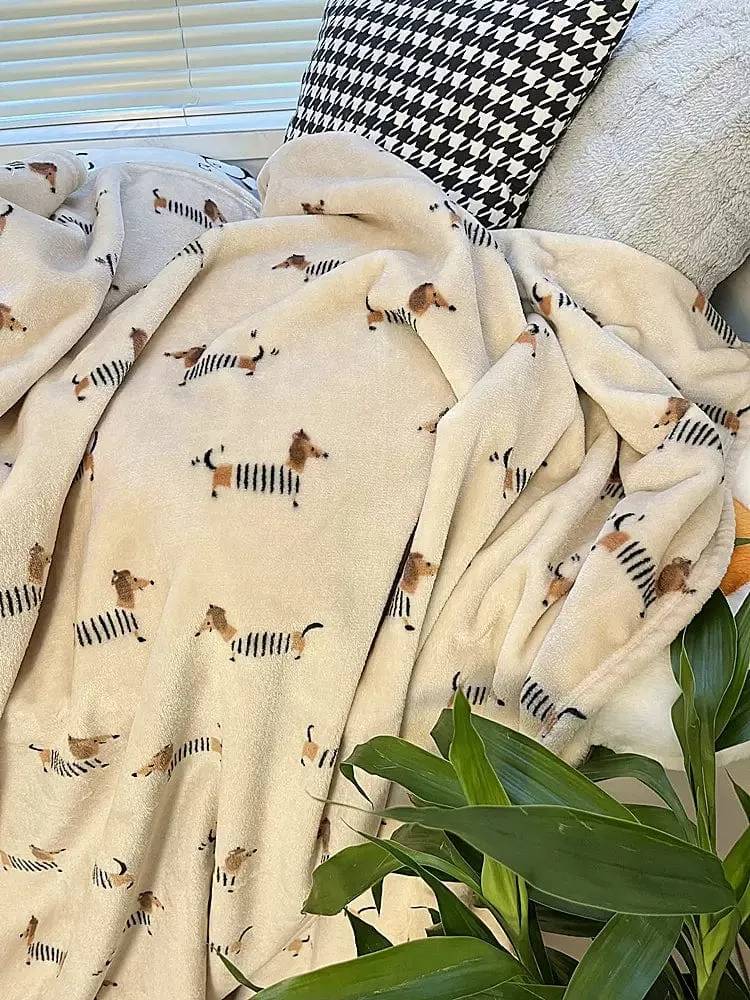 French Dachshund Fleece Blanket