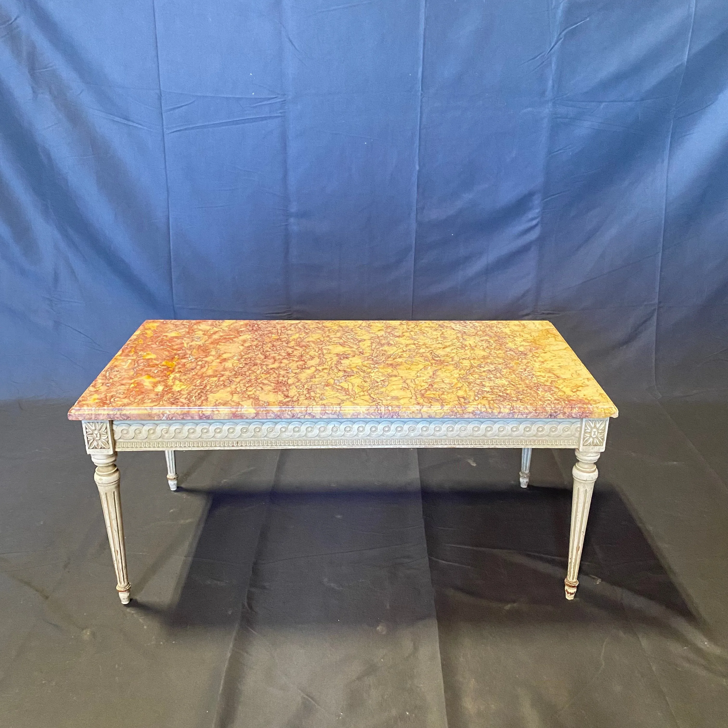 French Louis XVI Marble Top Coffee Table or Cocktail Table