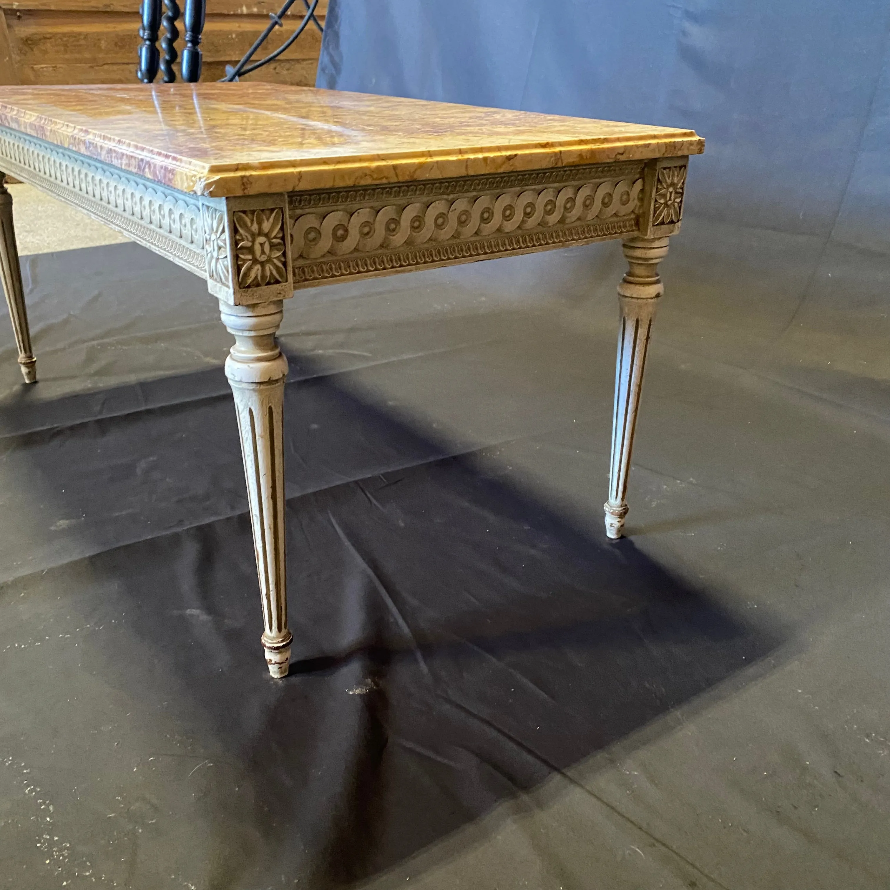 French Louis XVI Marble Top Coffee Table or Cocktail Table