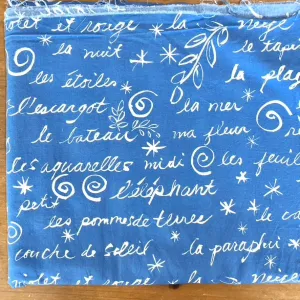 French Script Decorator Fabric - Vintage