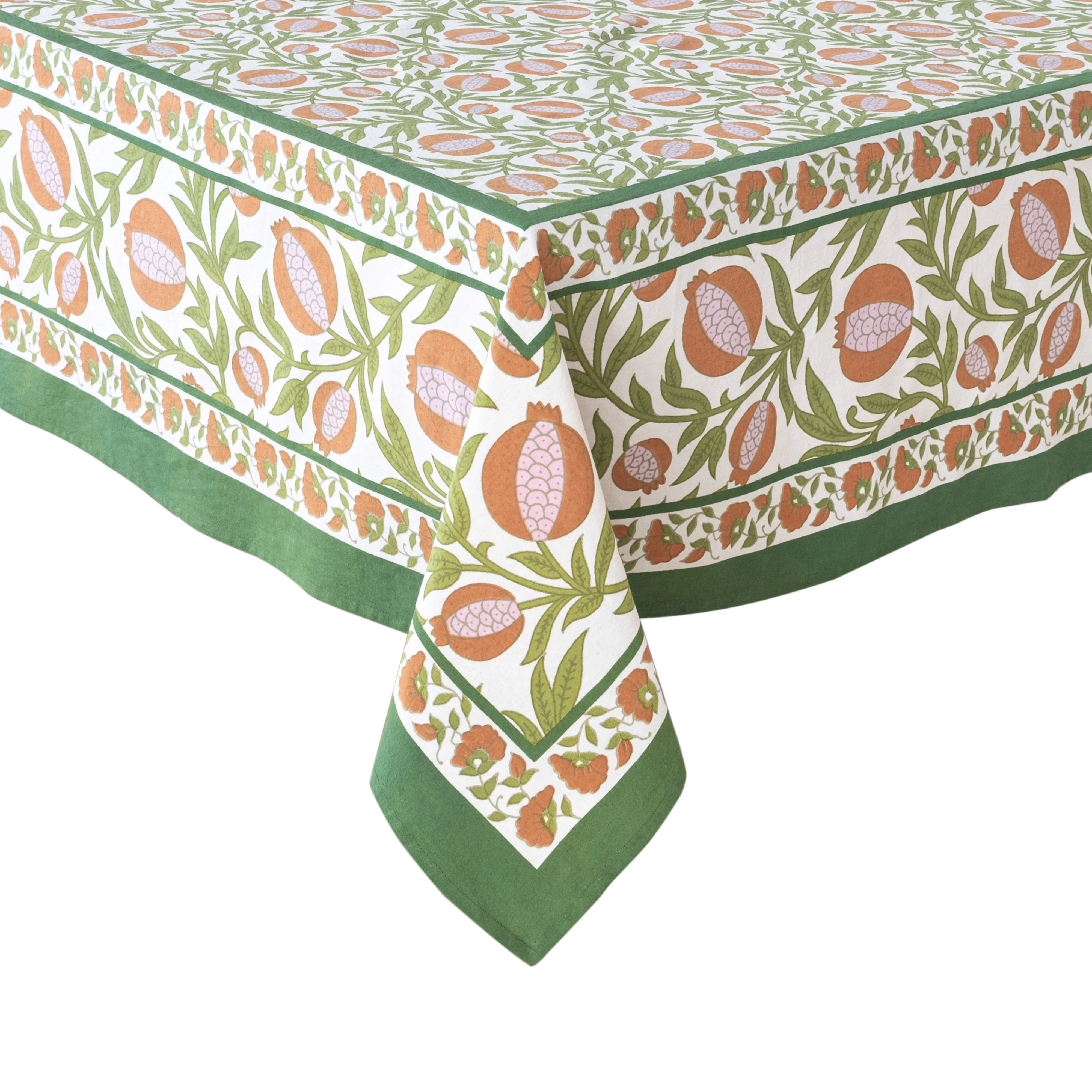 French Tablecloth Grenadine Orange & Green