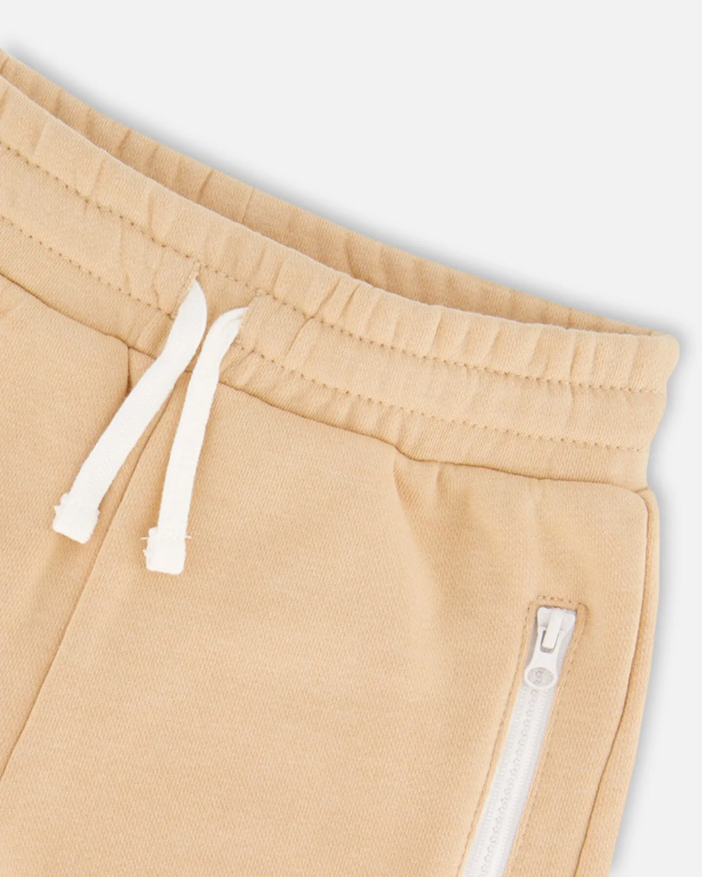 French Terry Short With Zipper Pockets Beige