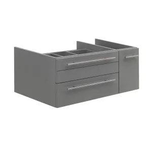 Fresca FCB6136GR-VSL-L Lucera 36" Gray Wall Hung Vessel Sink Modern Bathroom Cabinet - Left Version