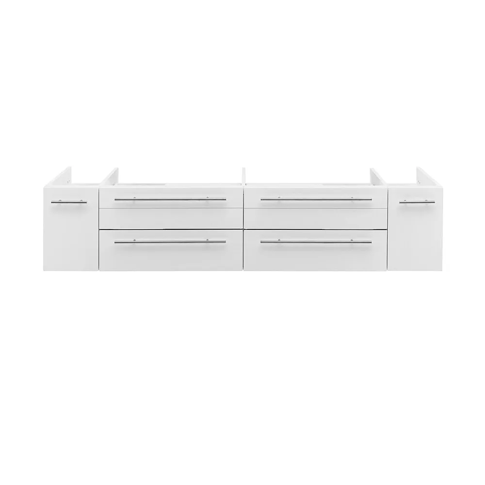 Fresca FCB6172WH-VSL Lucera 72" White Wall Hung Double Vessel Sink Modern Bathroom Cabinet