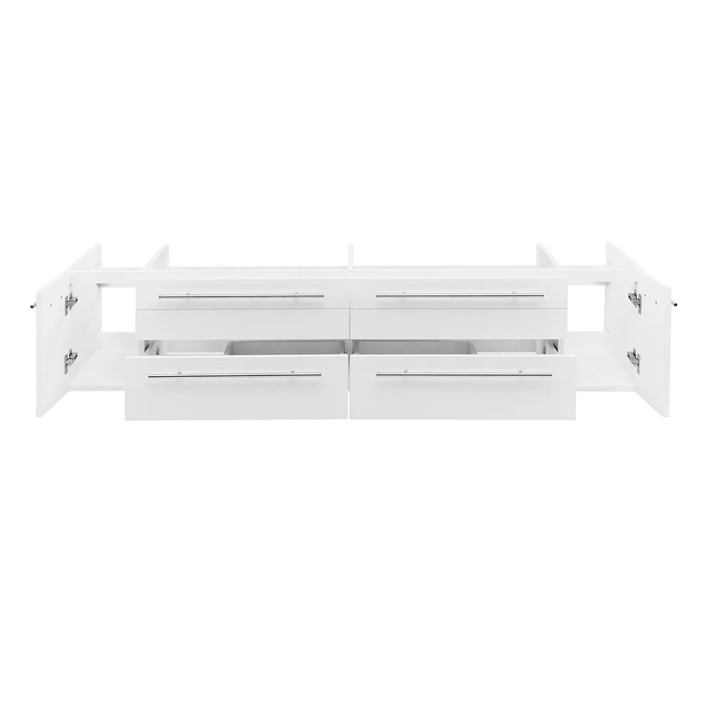 Fresca FCB6172WH-VSL Lucera 72" White Wall Hung Double Vessel Sink Modern Bathroom Cabinet