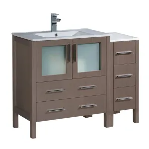 Fresca FCB62-3012GO-I Torino 42" Gray Oak Modern Bathroom Cabinets with Integrated Sink