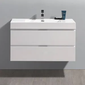 Fresca FCB8342WH-I Valencia 40" Glossy White Wall Hung Modern Bathroom Vanity