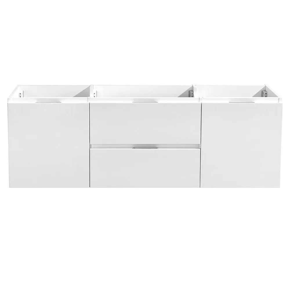 Fresca FCB8360WH-D Valencia 60" Glossy White Wall Hung Double Sink Modern Bathroom Cabinet