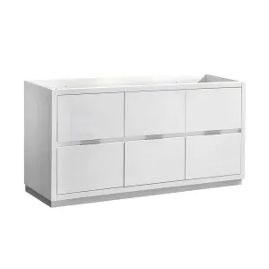 Fresca FCB8460WH Valencia 60" Glossy White Free Standing Single Sink Modern Bathroom Cabinet