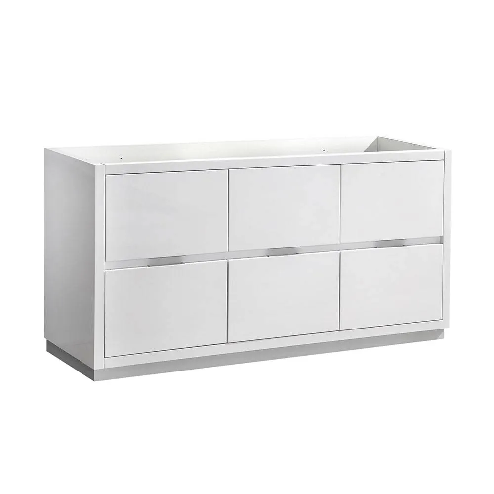 Fresca FCB8460WH Valencia 60" Glossy White Free Standing Single Sink Modern Bathroom Cabinet