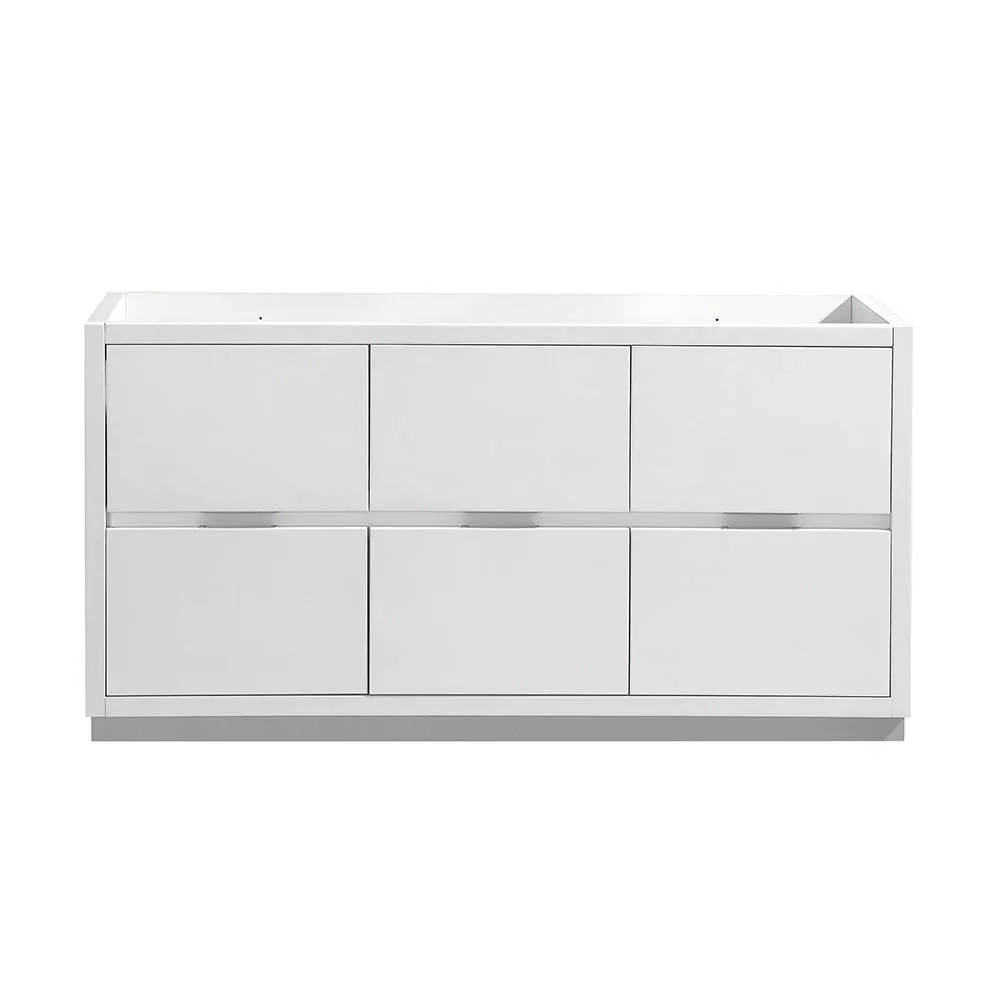 Fresca FCB8460WH Valencia 60" Glossy White Free Standing Single Sink Modern Bathroom Cabinet