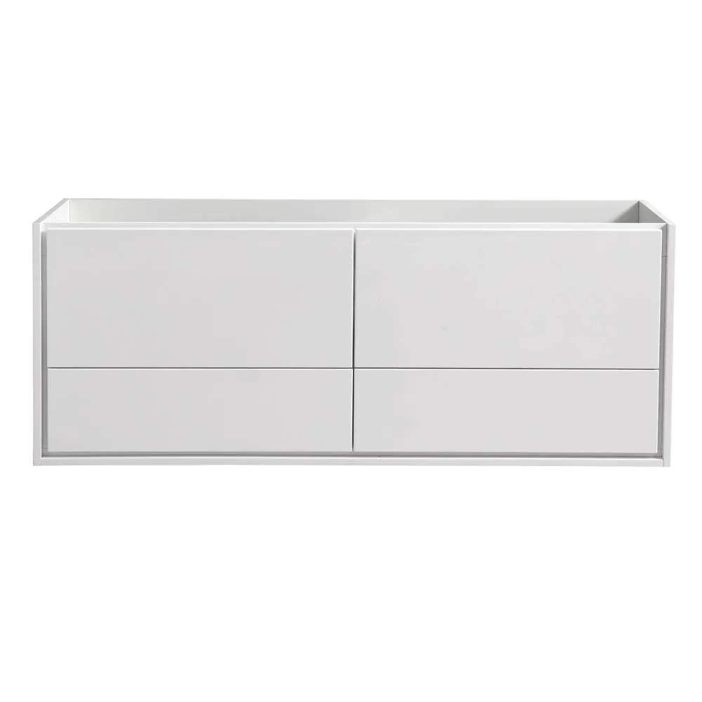 Fresca FCB9260WH-S Catania 60" Glossy White Wall Hung Single Sink Modern Bathroom Cabinet