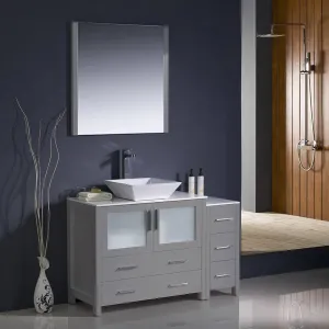 Fresca FVN62-3612GR-VSL Torino 48" Grey Modern Bathroom Vanity with Side Cabinet & Vessel Sink