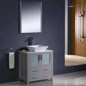 Fresca FVN6230GR-VSL Torino 30" Grey Modern Bathroom Vanity with Vessel Sink