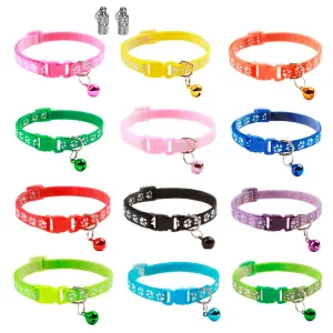 Fresh Fab Finds Cat Collar Adjustable Kitten Collar Pet Collar with Bell Name Tag Safety Buckle Collar