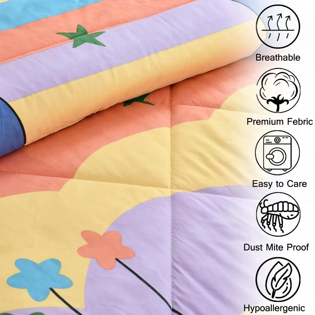 FRESH FROM LOOM Single Bed Kids Bed Blanket | Cartoon Printed Dohar for Kids Boy & Girls | Glace Cotton Soft Children Comforters | Summer & Winter Blanket (60x90 Inches | Gud Night Multi Color)