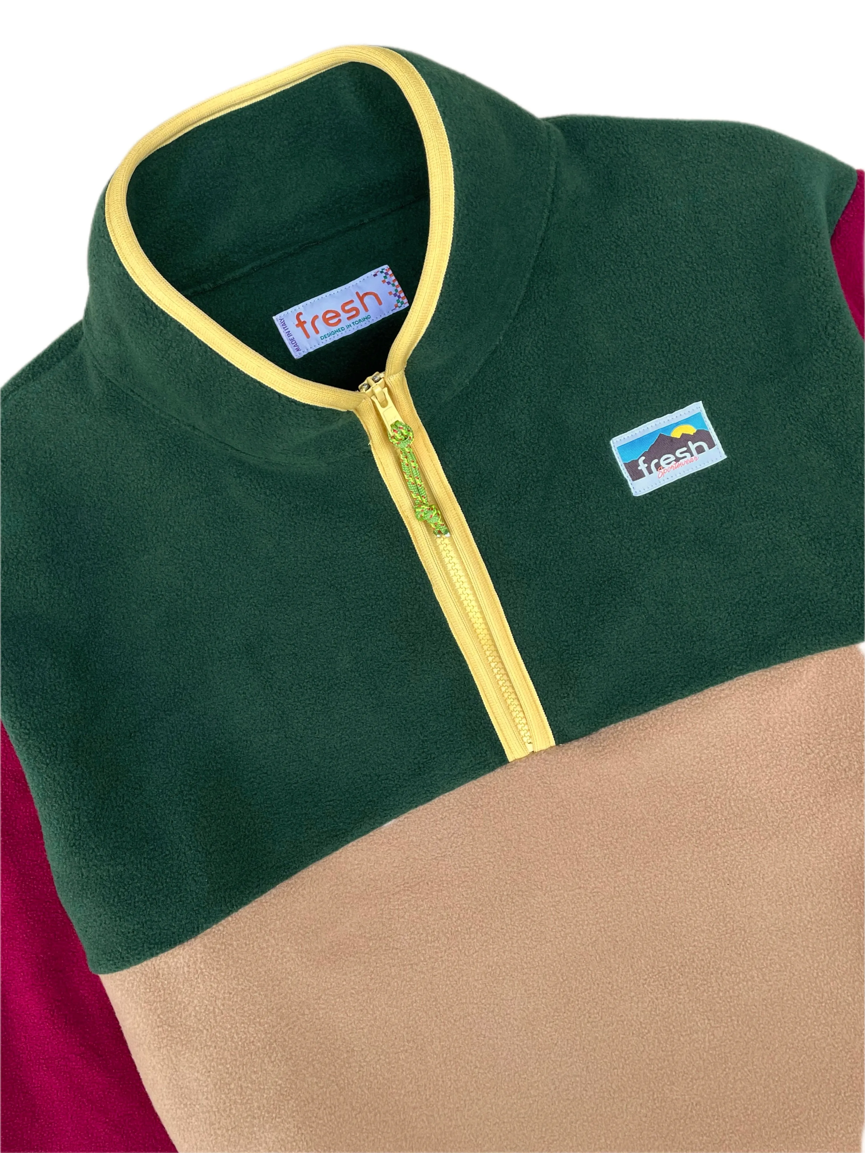 FRESH Mimmo Half Zip Fleece Pullover Green