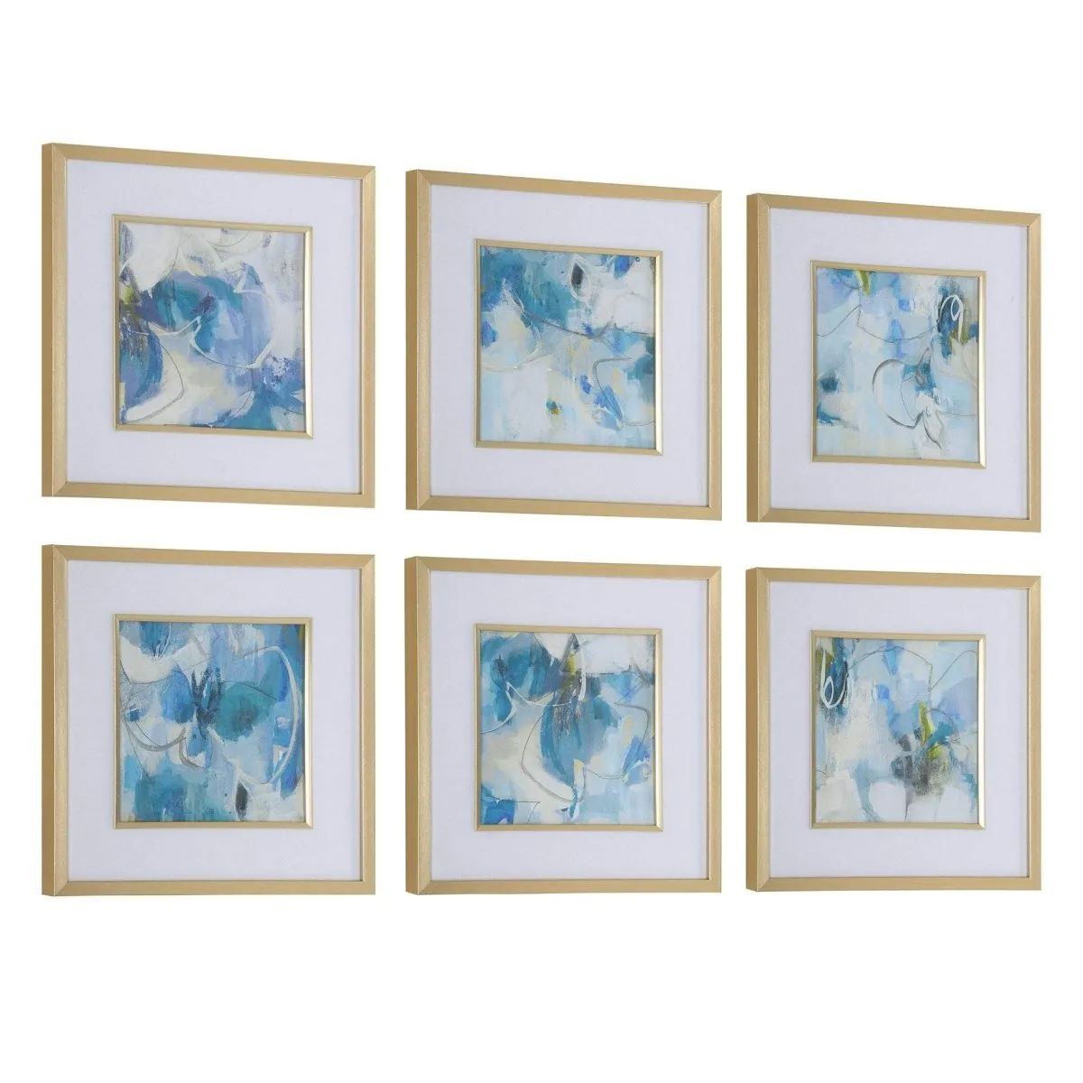 Fresh Start Blue Framed Prints, S/6