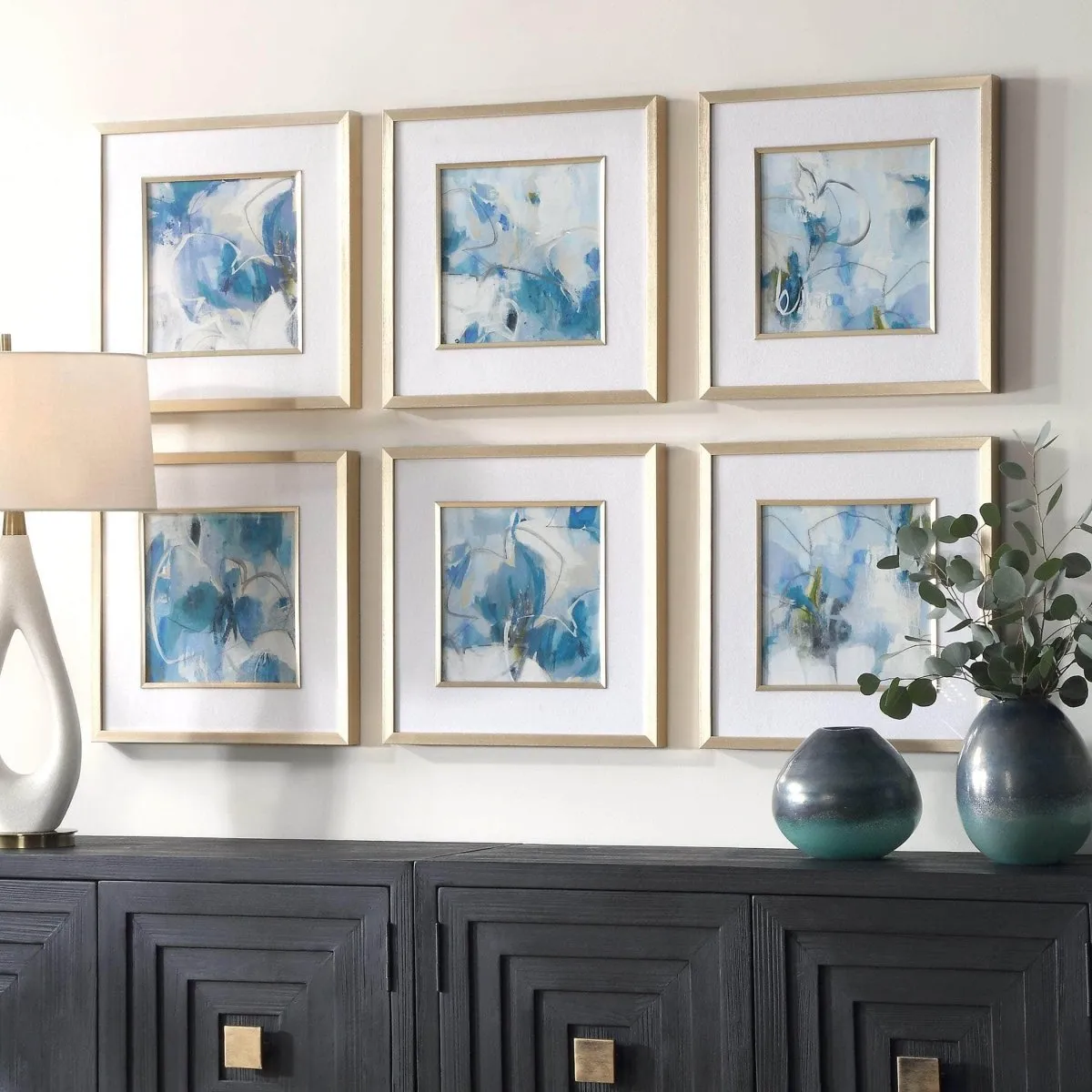 Fresh Start Blue Framed Prints, S/6