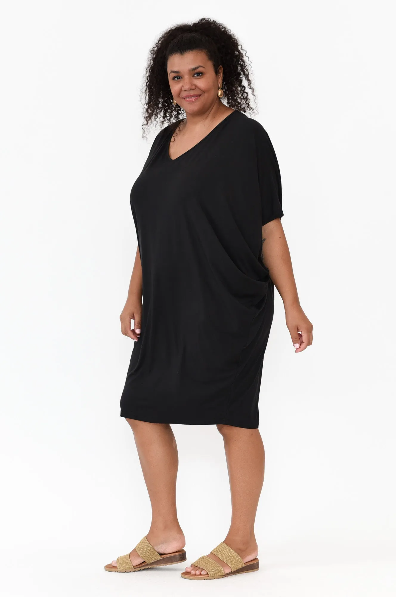 Freya Black Bamboo Batwing Dress