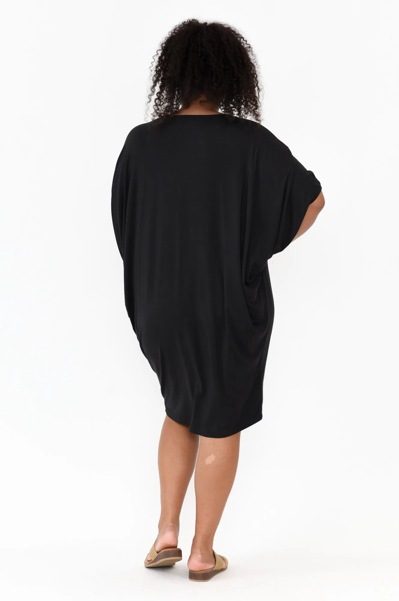 Freya Black Bamboo Batwing Dress