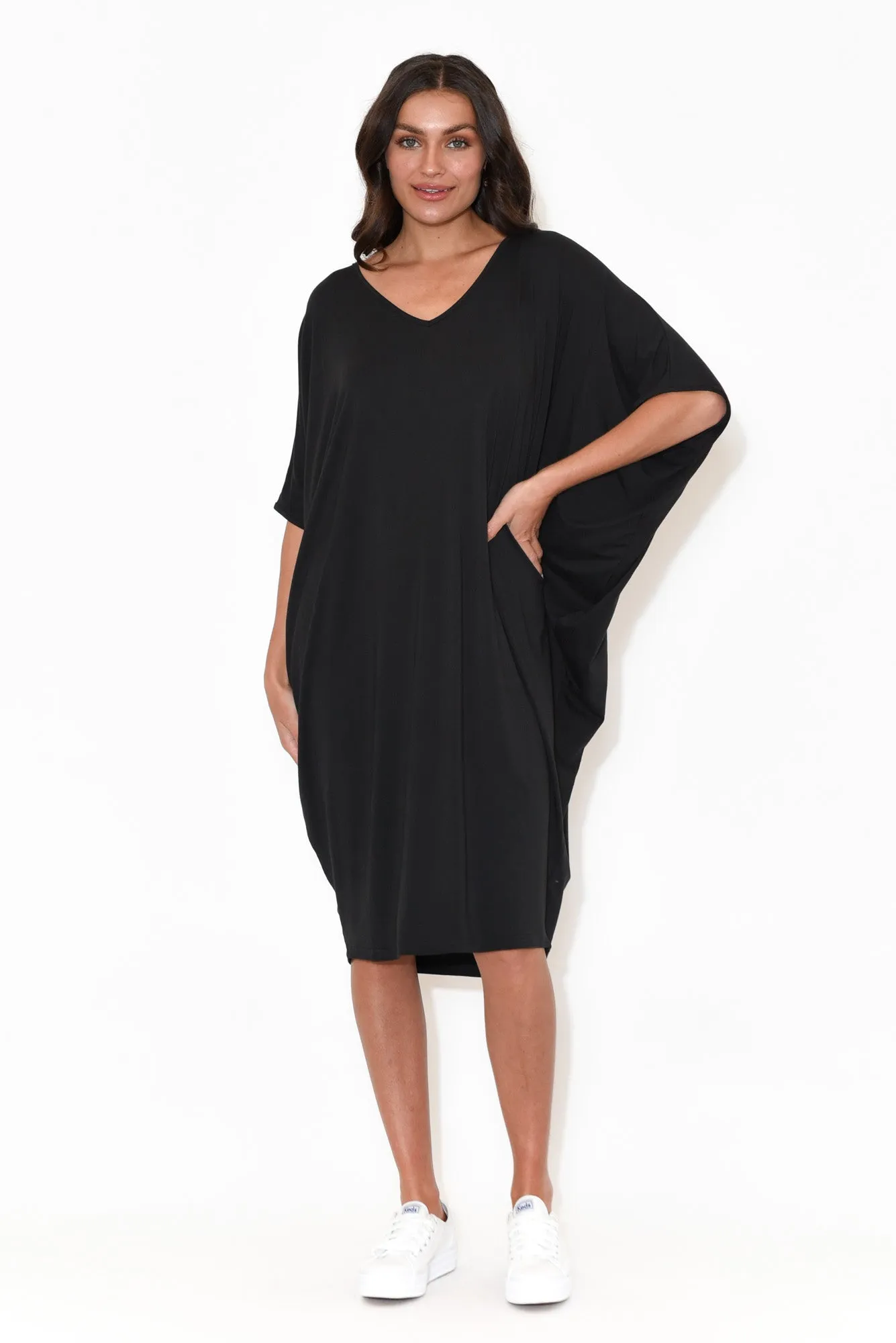 Freya Black Bamboo Batwing Dress