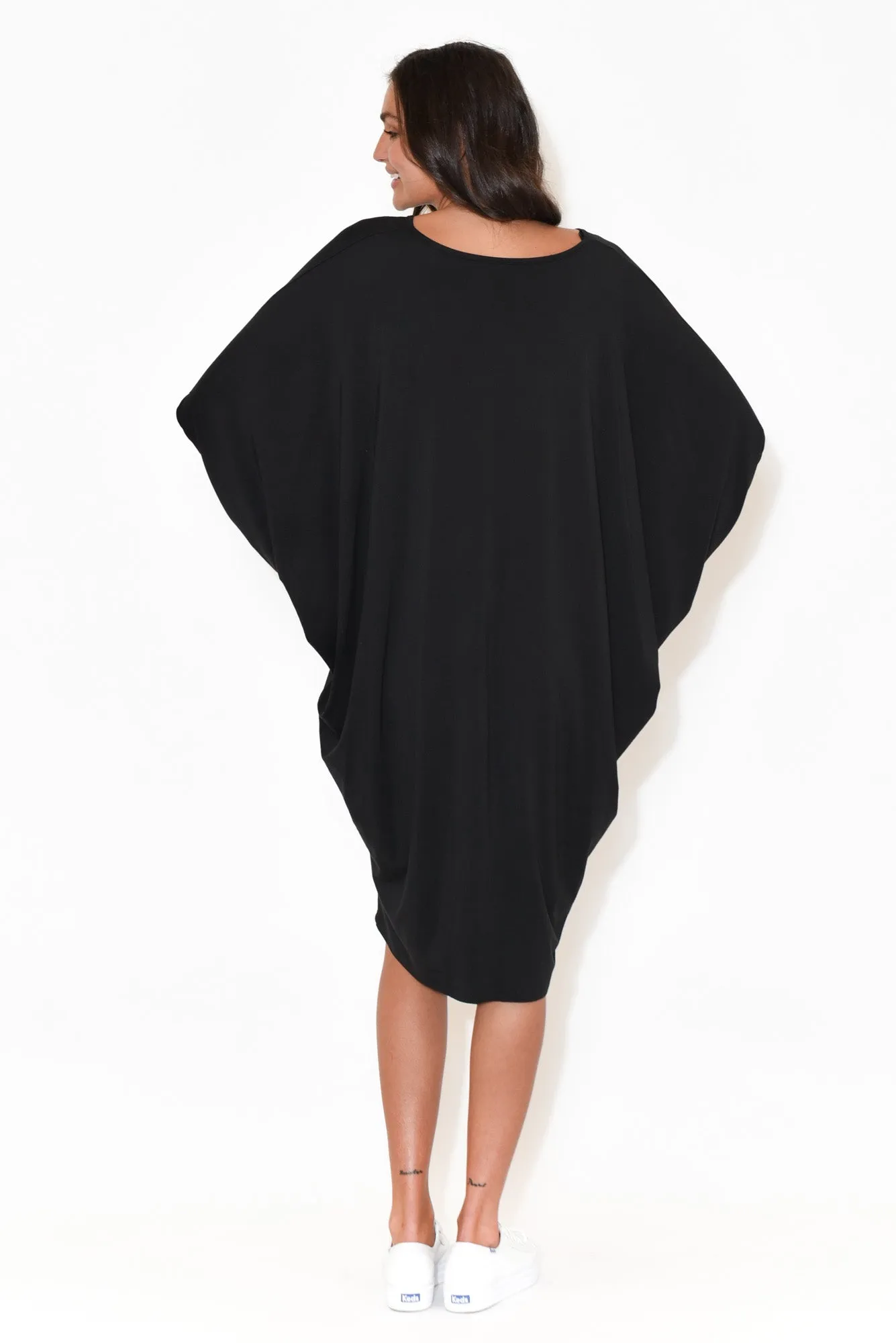 Freya Black Bamboo Batwing Dress