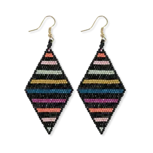 Frida Black Rainbow Beaded Earrings