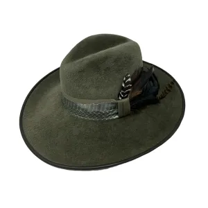 Frida Military Olive Velour Fedora