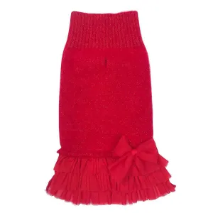 Frilly Tutu Sweater Dog Dress Red