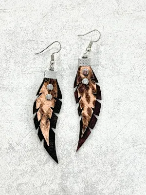 Fringe Leather Earrings - Leopard 3"