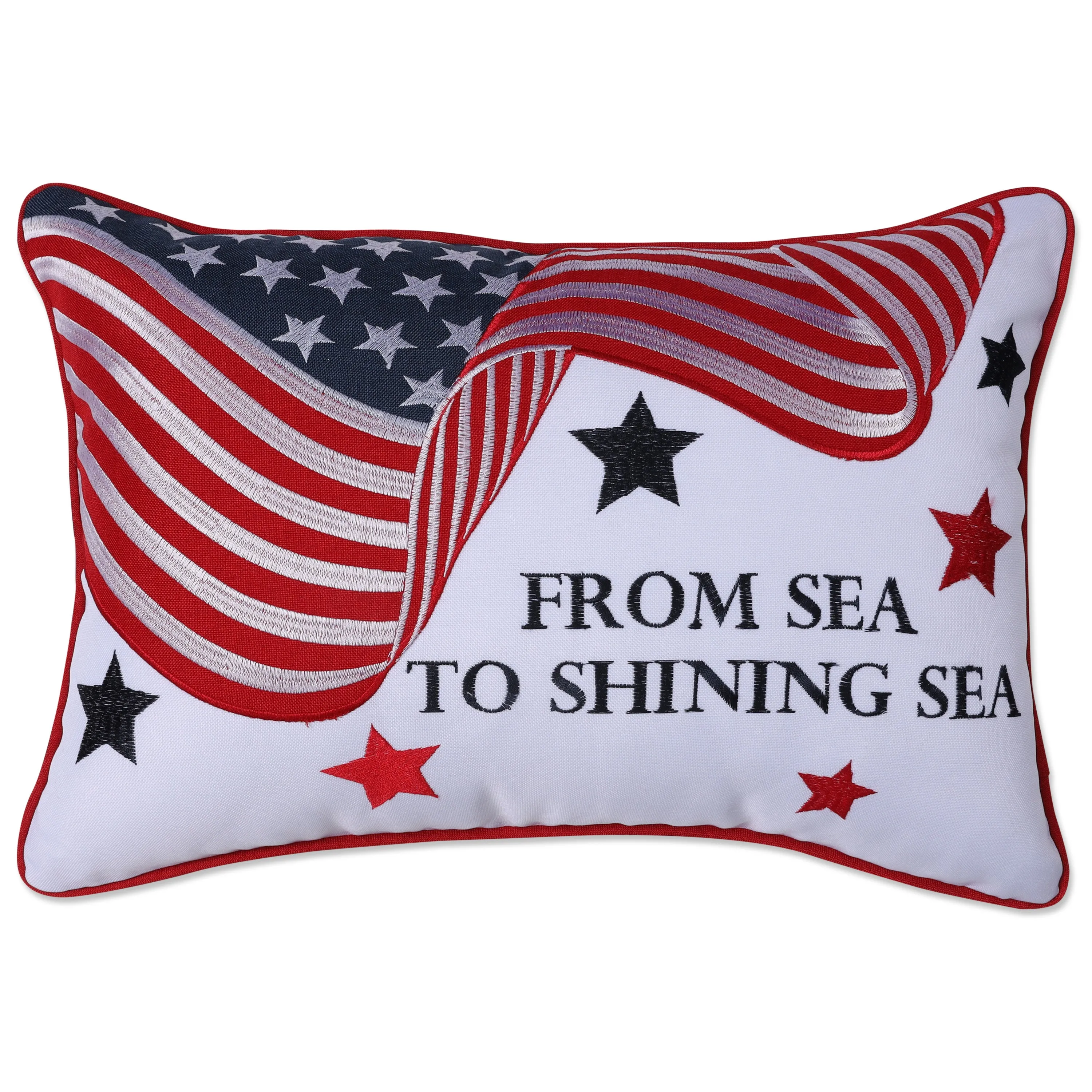 From Sea To Shining Sea Red Rectangular Throw Pillow Cover