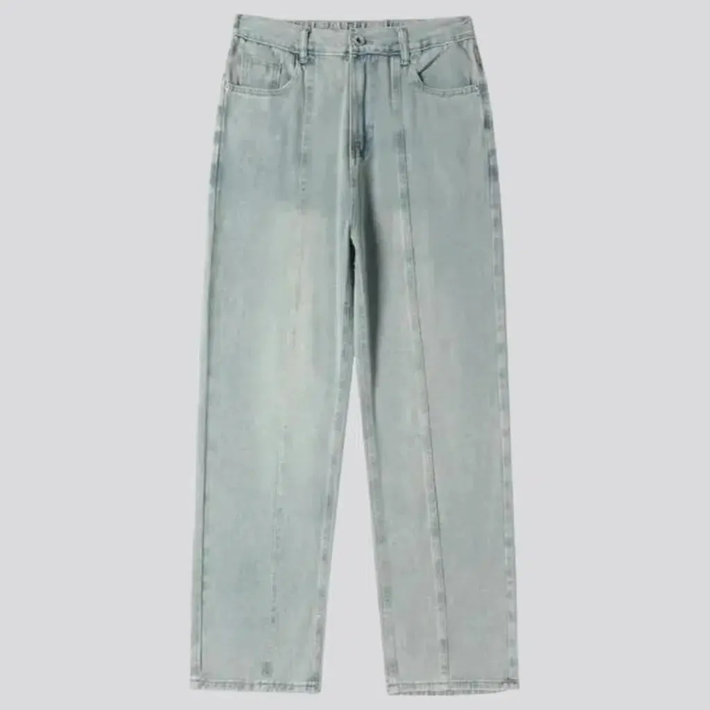 Front-seams men's floor-length jeans