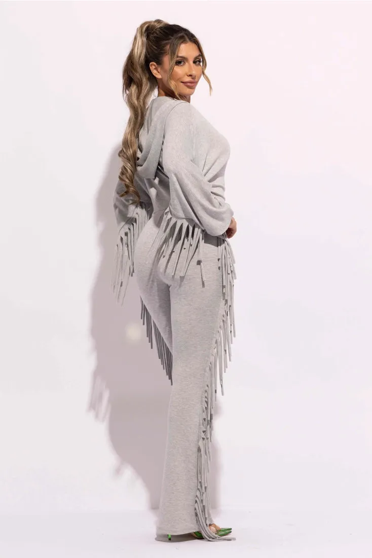 Front Zipper Fringe Jumpsuit