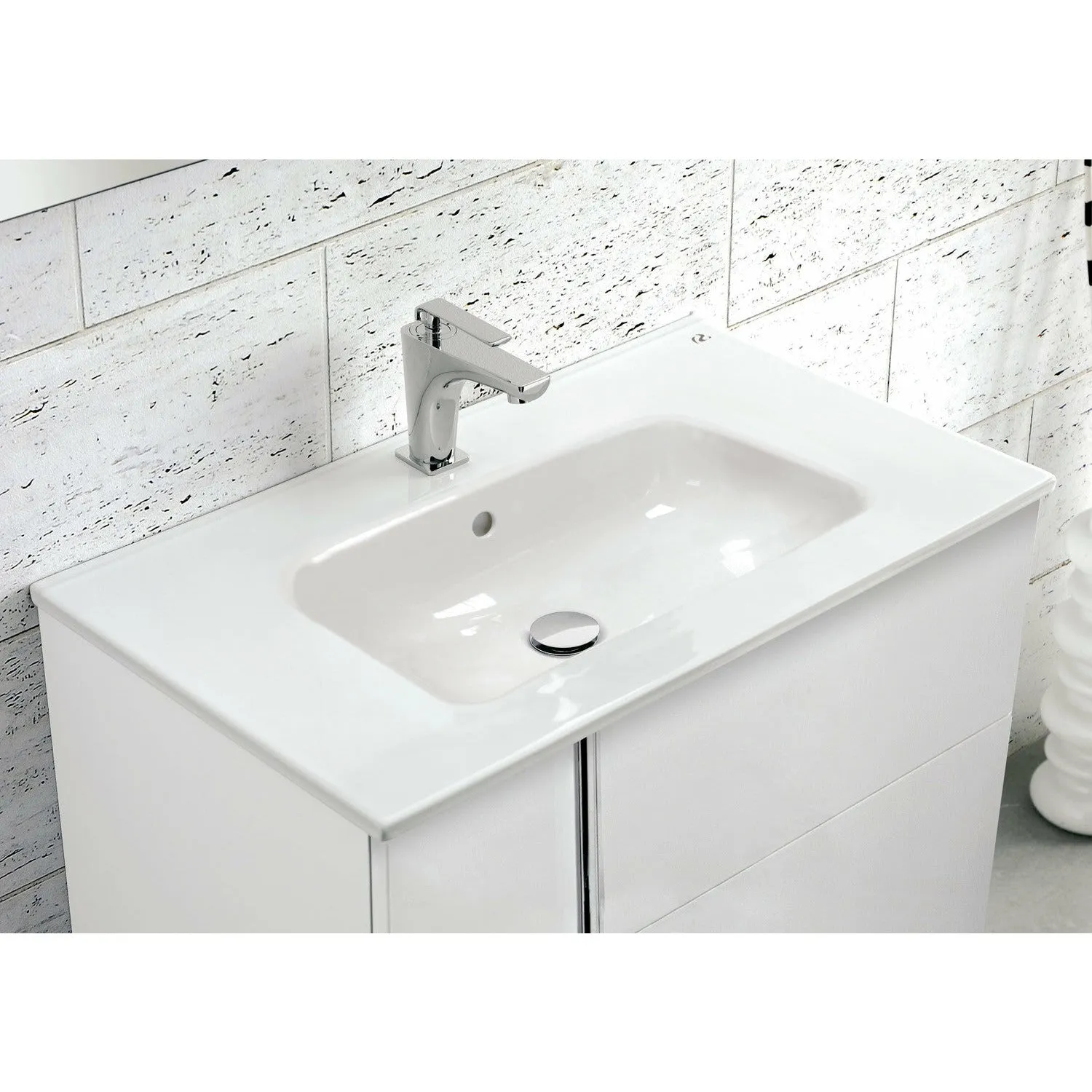 Frontline Glose White Wall-Mounted Onix 2 Drawer Vanity Unit with Chrome Handles (800mm)