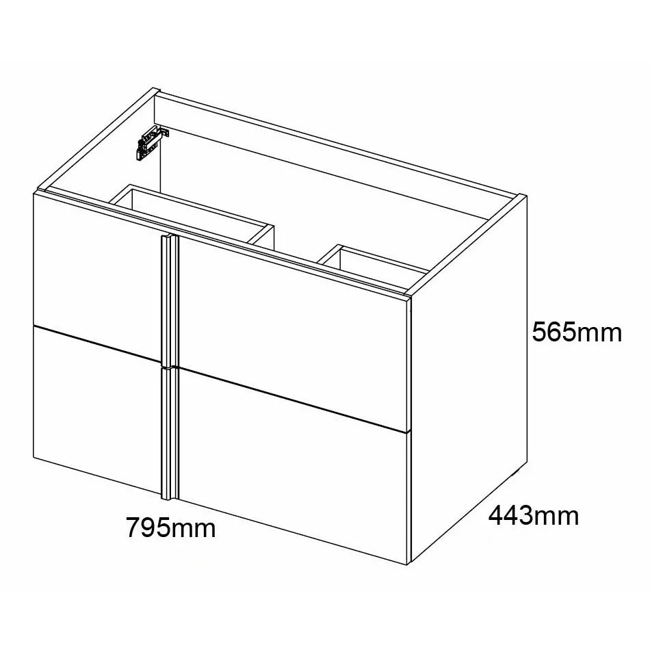 Frontline Glose White Wall-Mounted Onix 2 Drawer Vanity Unit with Chrome Handles (800mm)