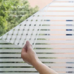 Frosted Striped Glass Film NonAdhesive Insulating SunProtecting Window Cover