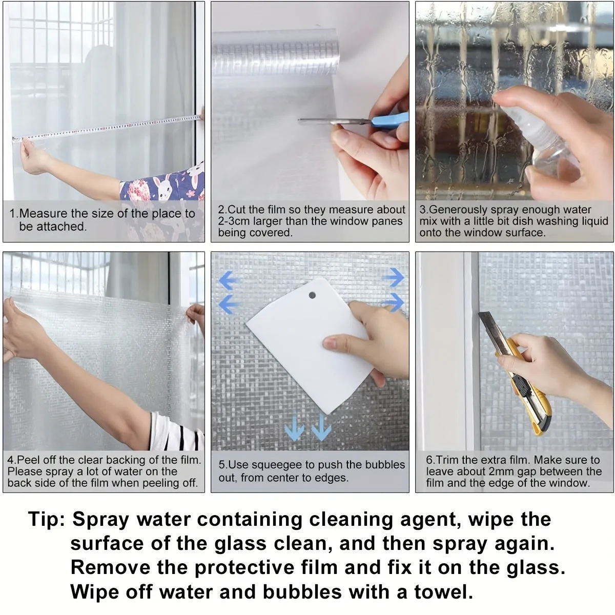 Frosted Striped Glass Film NonAdhesive Insulating SunProtecting Window Cover