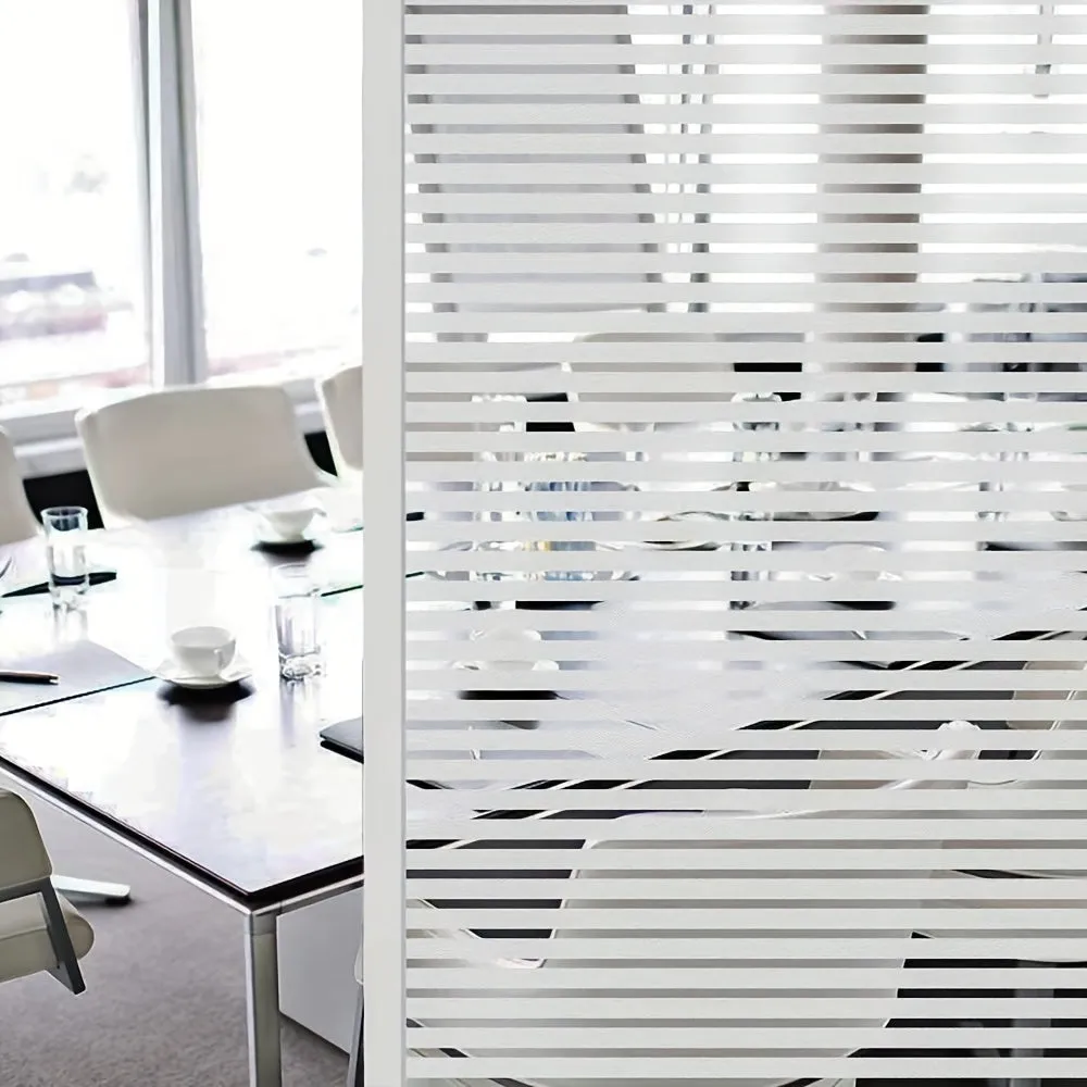 Frosted Striped Glass Film NonAdhesive Insulating SunProtecting Window Cover