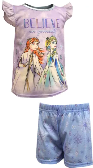 Frozen Princesses Elsa and Anna Believe in Yourself Shortie Pajama