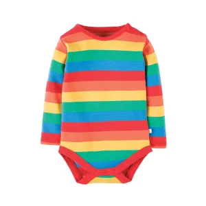 Frugi Baby Organic Cotton Rainbow Stripe Long Sleeve Bodysuit