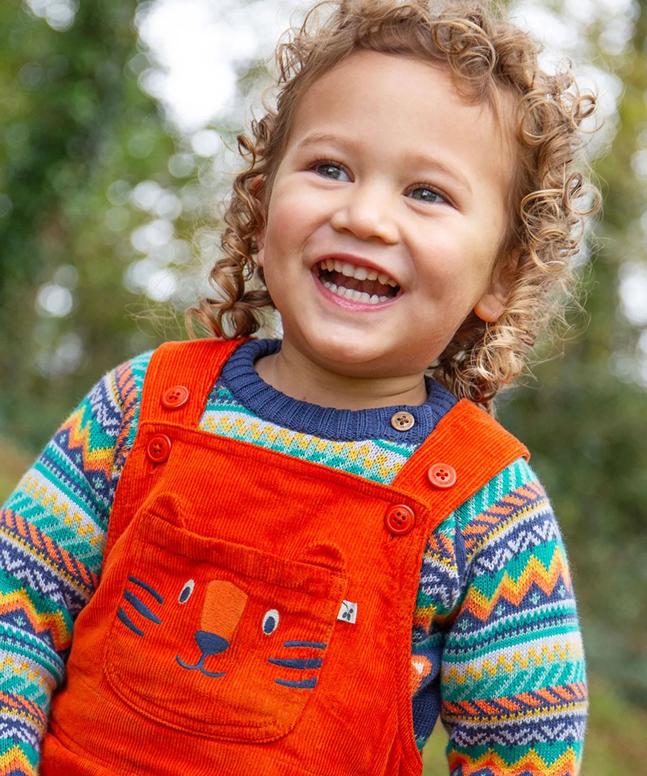 Frugi Durgan Cord Dungaree - Bonfire/Tiger