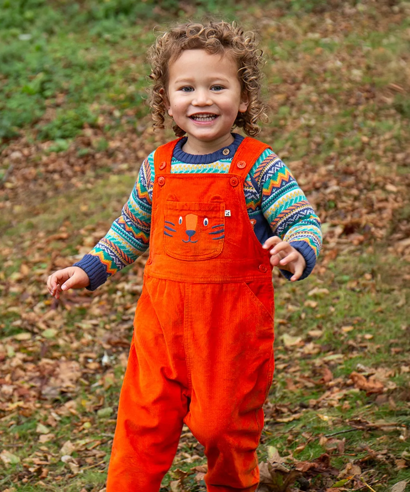 Frugi Durgan Cord Dungaree - Bonfire/Tiger